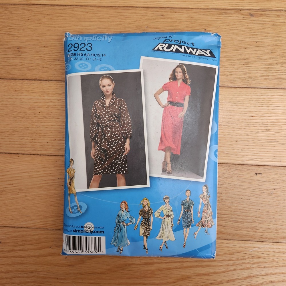 Simplicity 2923‎ Project Runway Dress Sewing Pattern Size H5 (6-14) Vintage